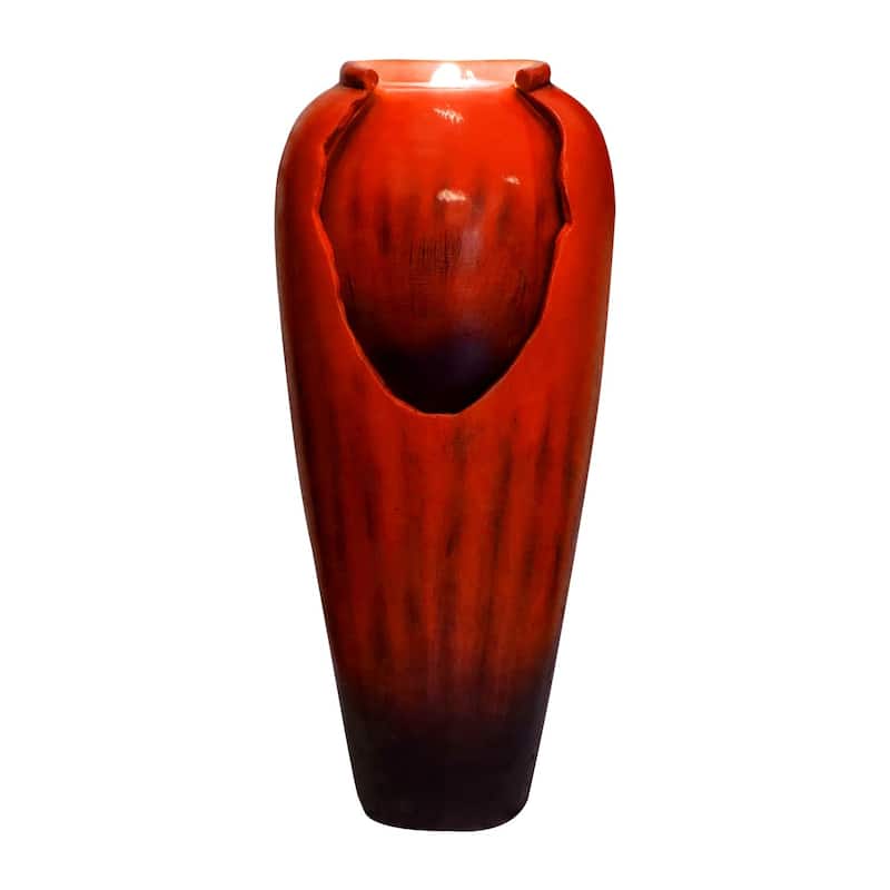 30.7" High Concrete Jar Water Fountain Outdoor, Garden Vase Water Feature - 30.7"H