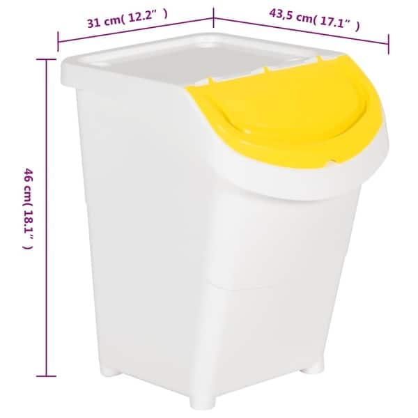 vidaXL Stackable Waste Bins with Lids 3 pcs White PP Bed Bath
