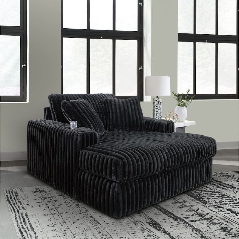 Roundhill Furniture Azulu Oversized Chaise, with Cup holders and USB Charging