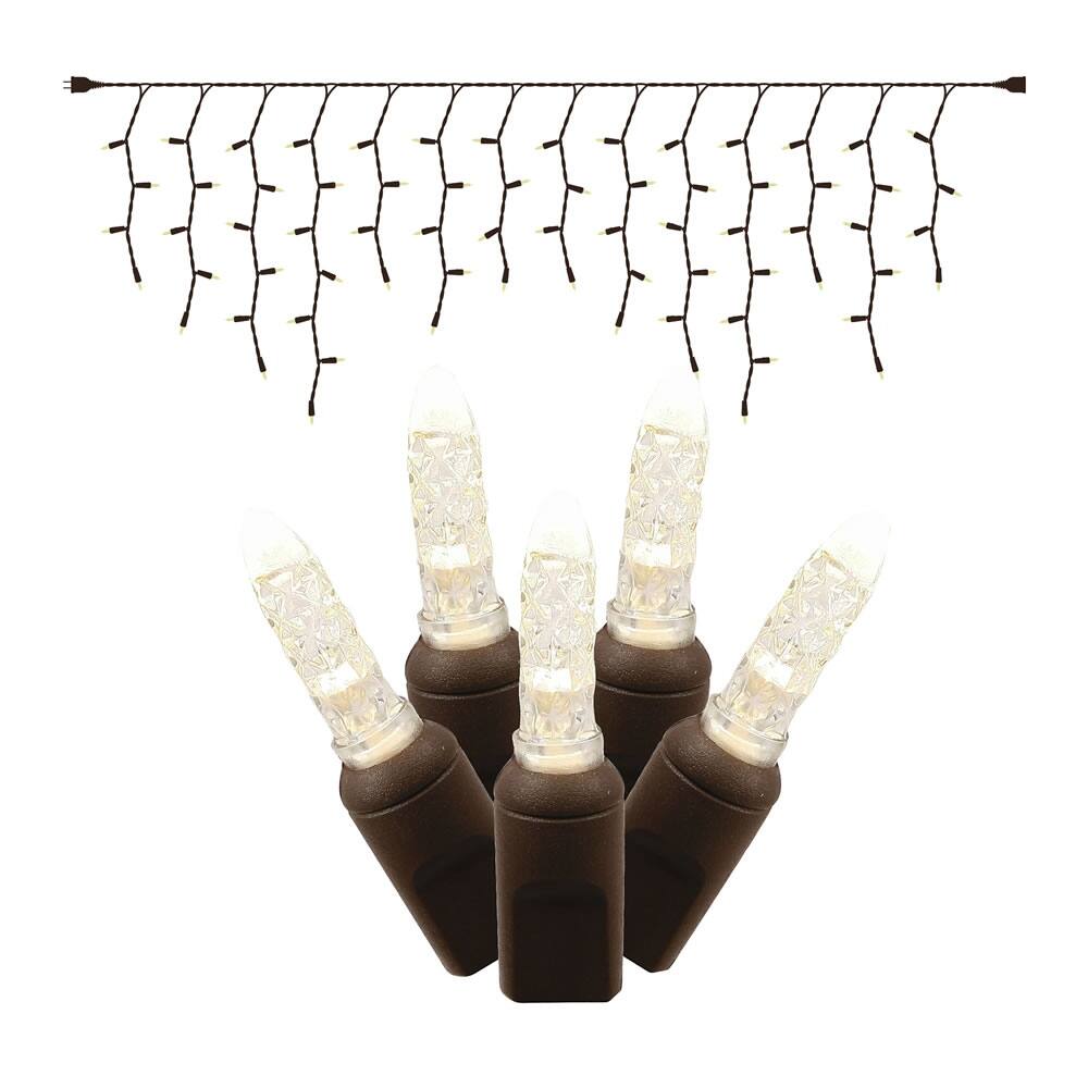 Vickerman 70 Warm White M5 LED Single Mold Icicle Light on Brown Wire