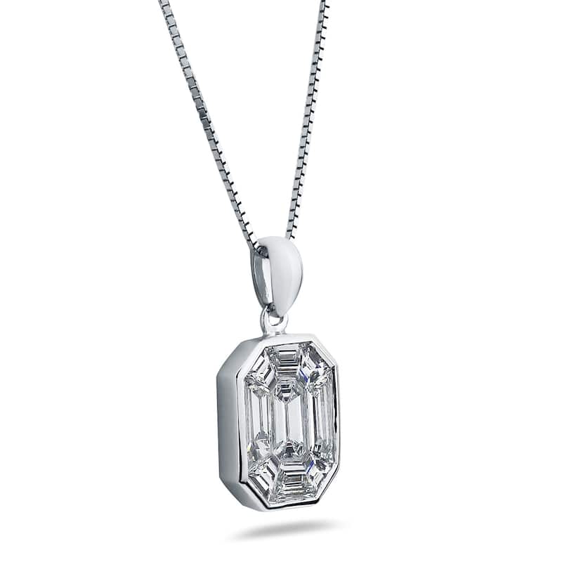 Auriya 14k Gold 1 1/2ctw Emerald-cut Diamond Necklace (G-H, VS1-VS2)