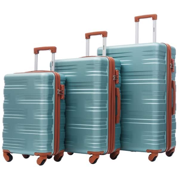 3 Piece Luggage Sets ABS Lightweight Hardshell Suitcases with Spinner Wheels & TSA Lock, Extra