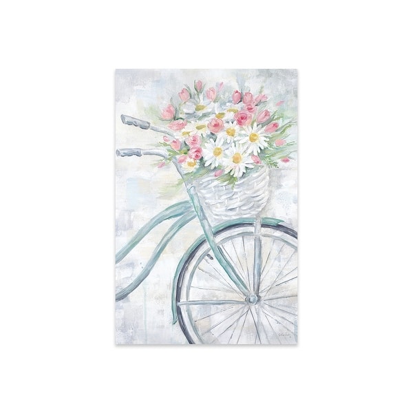 Bike With Flower Basket Print On Acrylic Glass by Cynthia Coulter - Bed ...