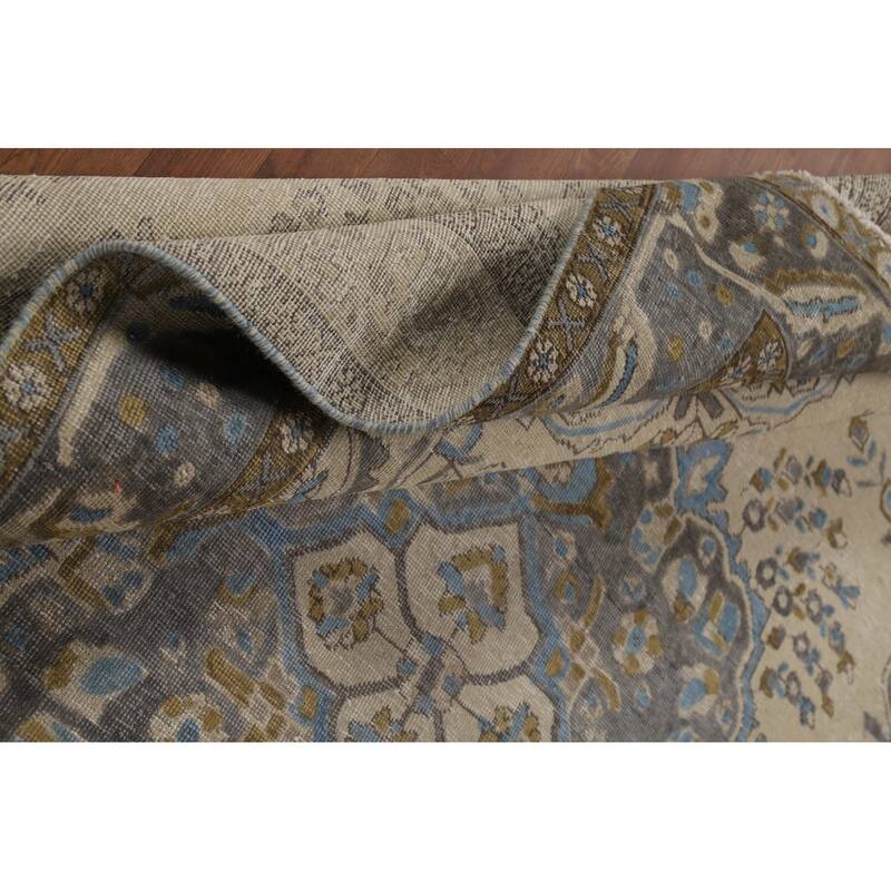 Tabriz Persian Area Rug Handmade Beige Wool Carpet - 6'7"x 9'8"
