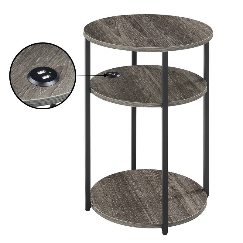 Convenience Concepts Designs2Go Simon 3 Tier End Table with USB Ports