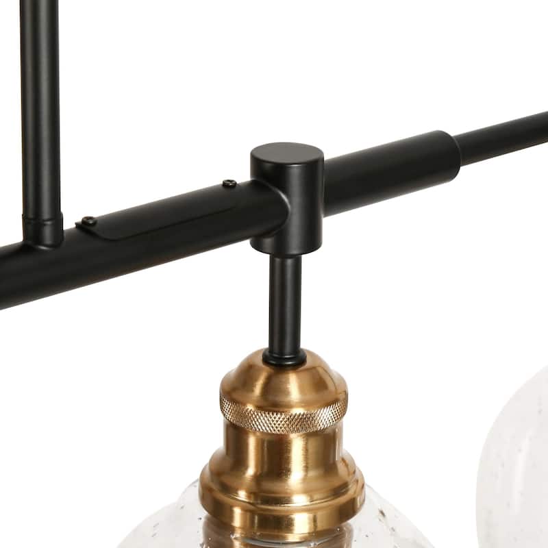 Zenith Modern Transitional Linear Chandelier Kitchen Island Farmhouse Dining Pendant with Seeded Glass