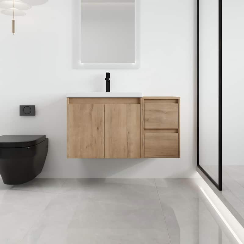 Malwee 36"/48"/60" Floating Bathroom Vanity,Wall Mounted Bathroom Vanity with Sink,Soft Close Door and Drawer