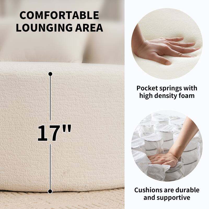 Chenille Floor Standing Curved Sectional Sofa Modular Lounge Sleeper Couch Full Compression Sponge Sofa with Pillows