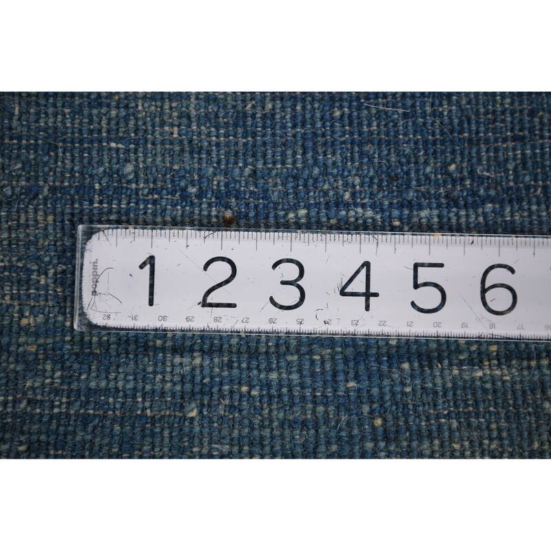 Modern Gabbeh Area Rug Hand-Knotted Oriental Blue Wool Carpet - 6'7" x 9'10"