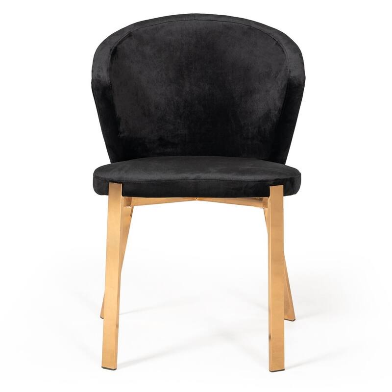 Modrest Nadia Modern Black Velvet & Rosegold Dining Chair (Set of 2)