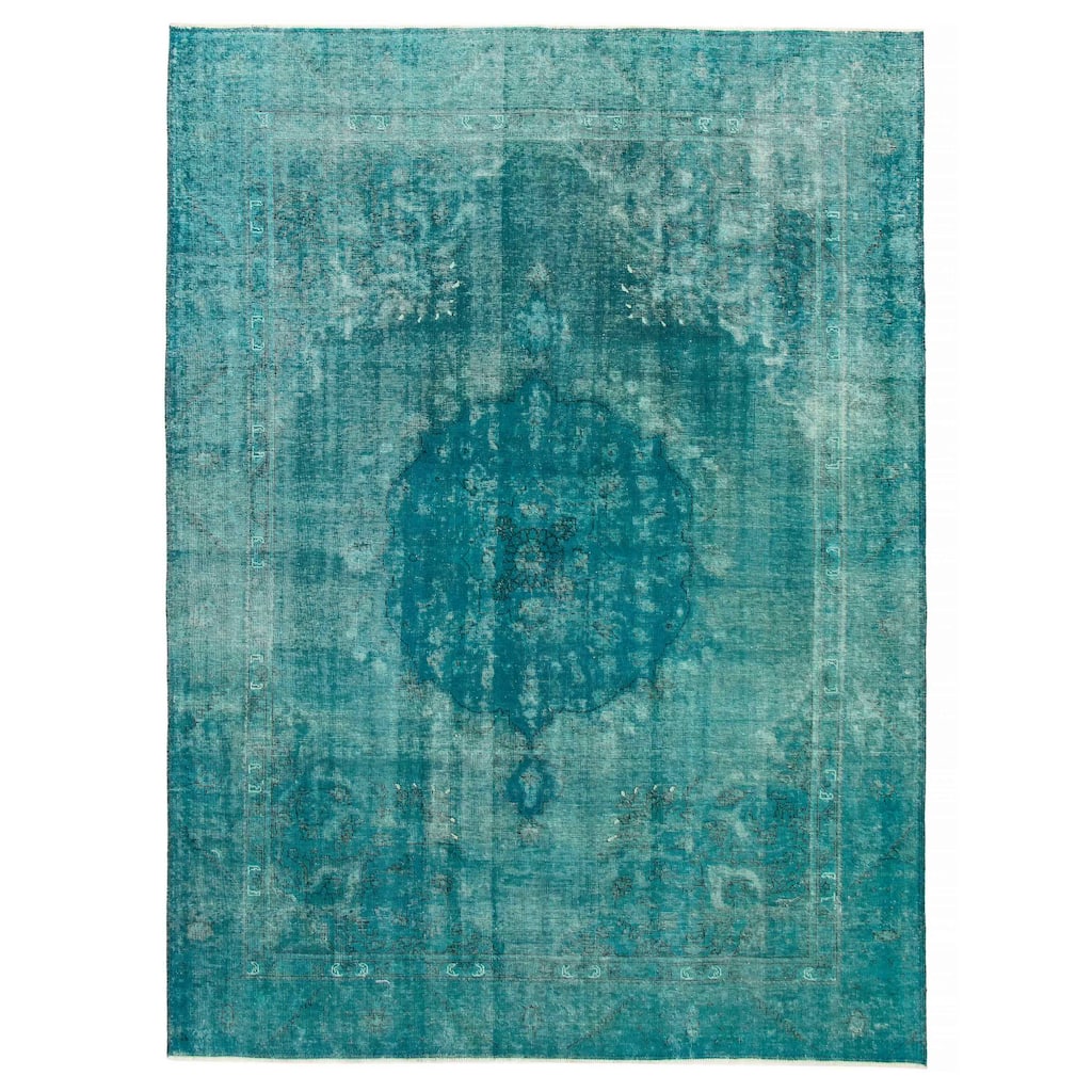 ECARPETGALLERY Hand-knotted Color Transition Teal Wool Rug - 8'10 x 12'4