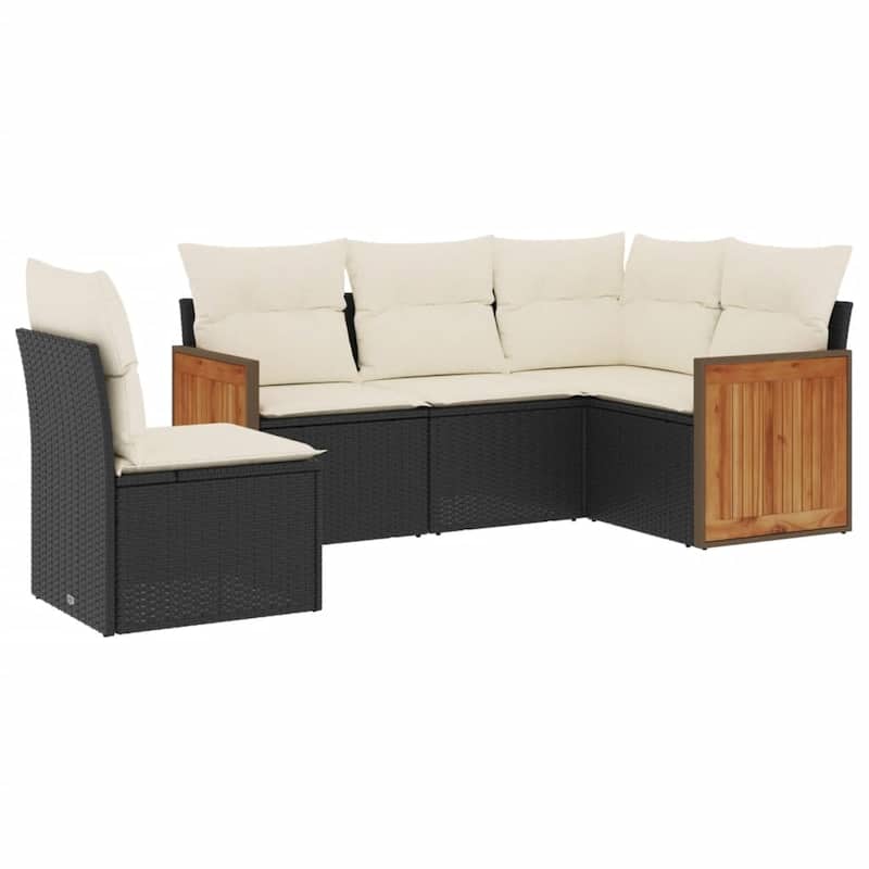 vidaXL Patio Sofa Set with Cushions Outdoor Conversation Furniture Poly Rattan