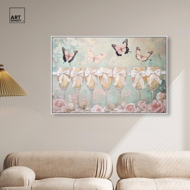 Champagne Mint and Pink Glass Canvas by Art Remedy