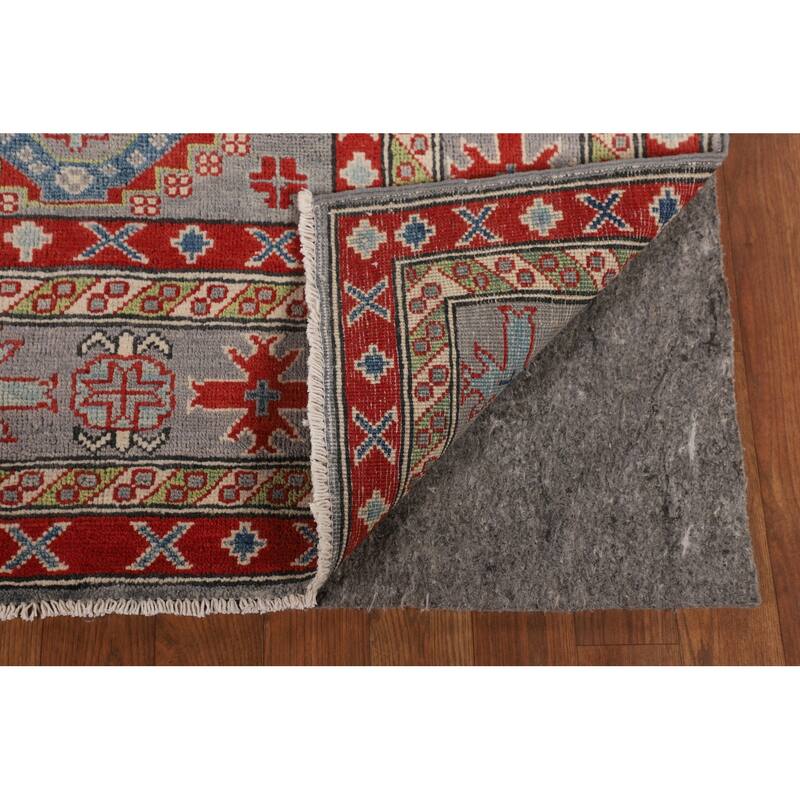 Gray Kazak Oriental Area Rug Hand-Knotted Wool Carpet - 6'7" x 9'6"