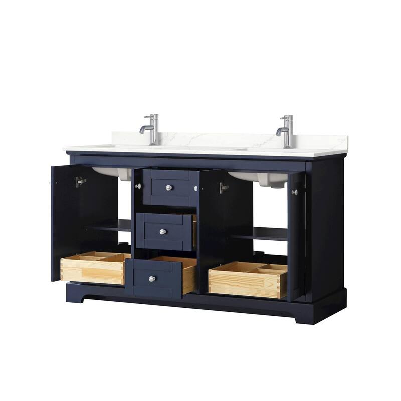 Avery 60-inch Double Vanity, Quartz Top