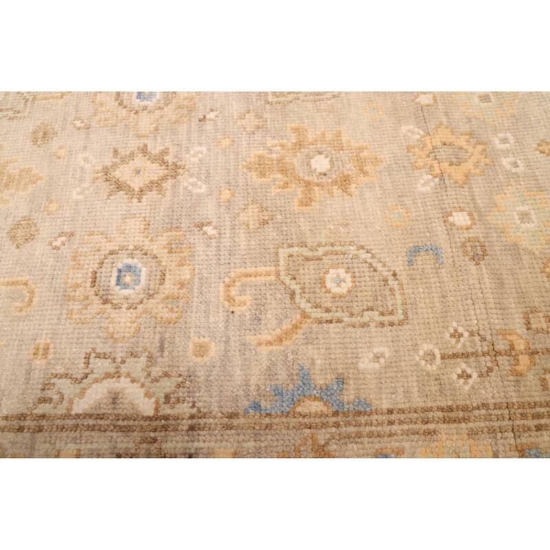 ECARPETGALLERY Hand-knotted Modern Oushak Light Grey Wool Rug - 3'0 x 15'11