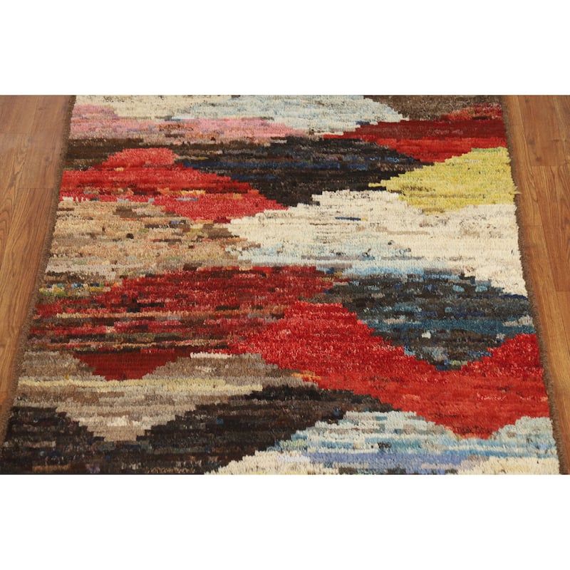 Abstract Moroccan Oriental Rug Handmade Modern Tribal Wool Carpet - 3'8" x 6'9"