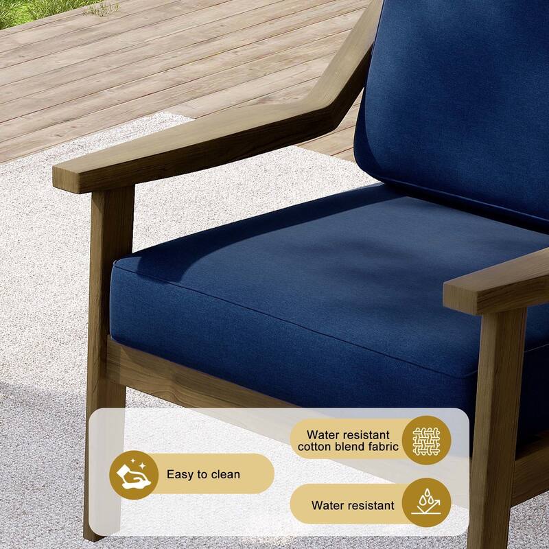 Outdoor Patio Club Chair Arm Lounge Cushion Chair (Set of 2)