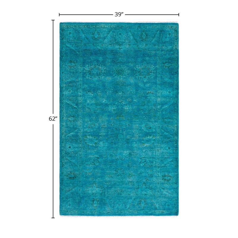 Contemporary Overdyed Wool Hand Knotted Area Rug - 3' 3" x 5' 2"
