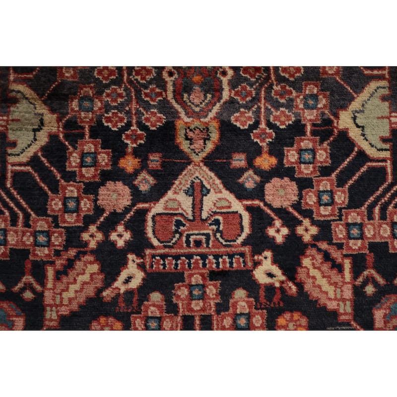 Hand Knotted Oriental 100% Wool Carpet Traditional Floral Navy Blue & Blues Lilian Runner Rug - 15' 10'' X 3' 5''