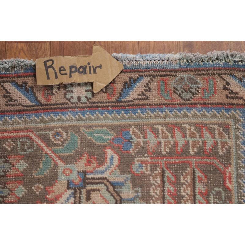 Pink Geometric Tabriz Persian Vintage Rug Hand-Knotted Wool Carpet - 9'6"x 12'4"