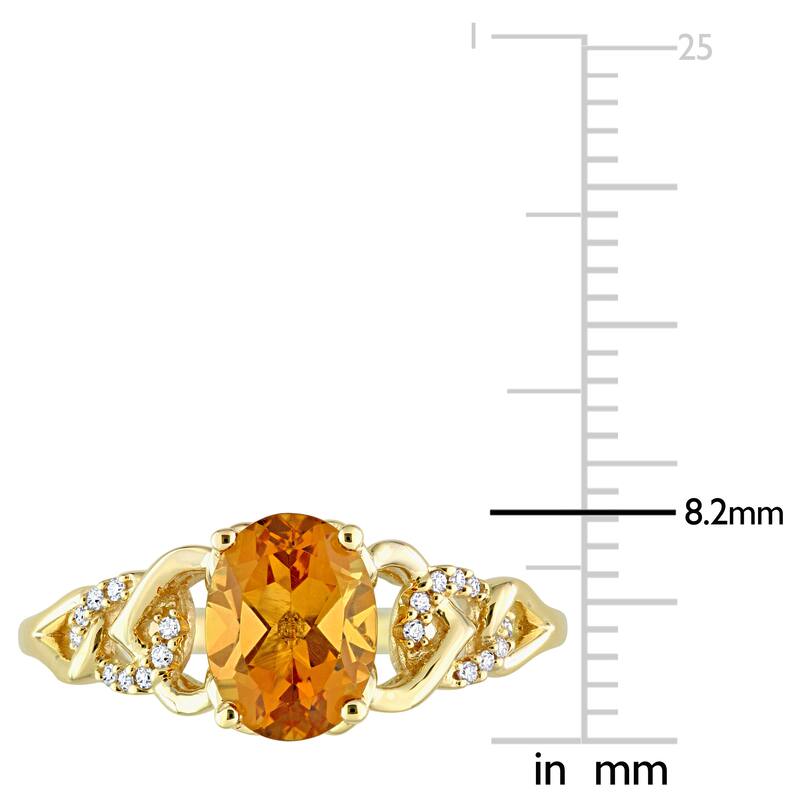 Miadora Oval Madeira Citrine and Diamond Accent Link Engagement Ring in 10k Yellow Gold