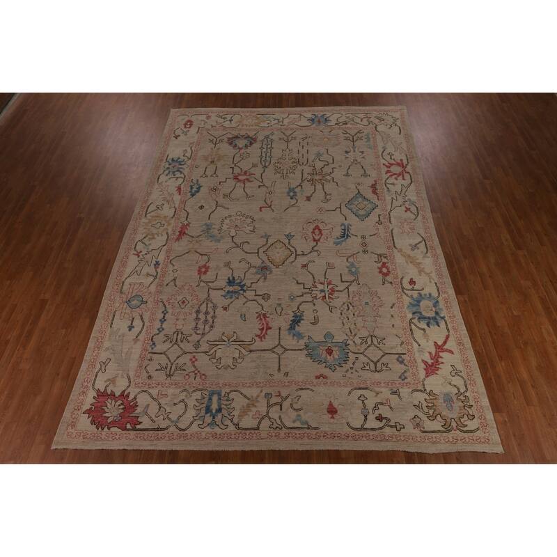 Vegetable Dye Oushak Oriental Large Area Rug Handmade Wool Carpet - 9'11"x 13'10"