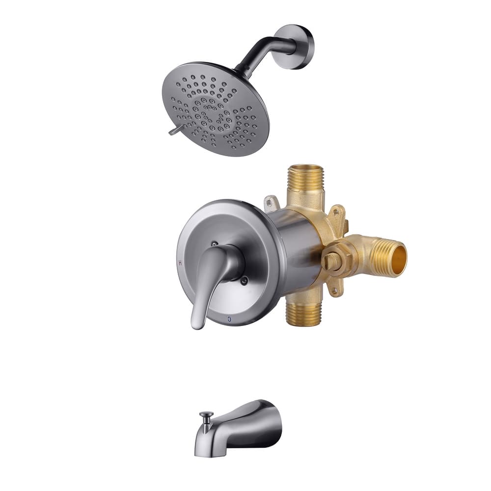 WOWOW Single Handle 5-Spray Shower Faucet with Tub Spout