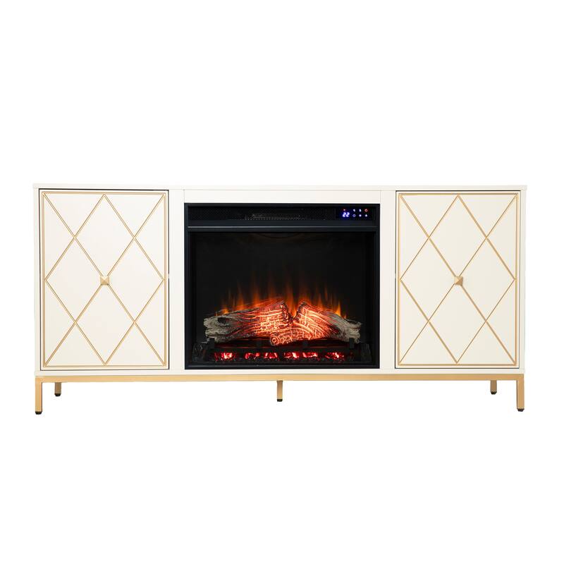 SEI Furniture Marradi Modern Media TV Stand with Storage & Electric Fireplace Insert
