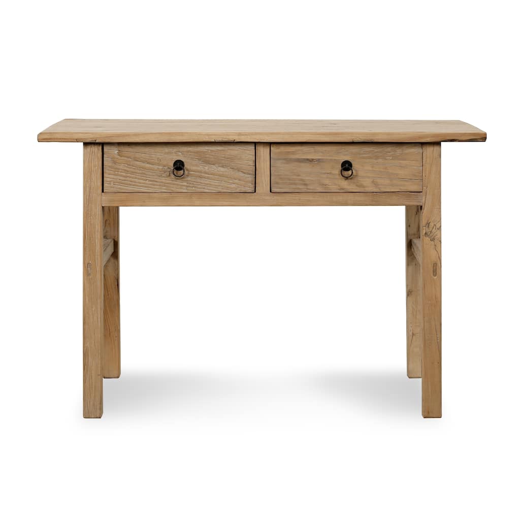 Artissance 51"Rustic Elmwood Console With Two Drawers Weathered Natural Wood