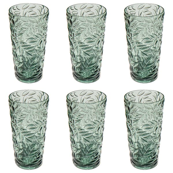 slide 2 of 6, Abode Homewares Embossed Leaf Acrylic Drinking Glass - Sage - Set of 6 24 oz