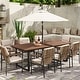 preview thumbnail 1 of 7, PureCane 9-Piece Aluminum Outdoor Dining Set with Wooden Table Top, Wicker Chairs and Cushions Brown