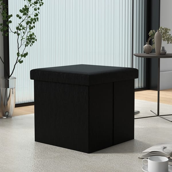 slide 2 of 5, Grey Foldable Cube Ottoman Stools Storage Ottoman for Living Room