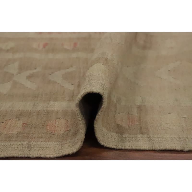 Hand Woven Oriental 100% Wool Carpet Southwestern Tribal Greys & Charcoal Kilim Area Rug - 12' 1'' X 8' 8''