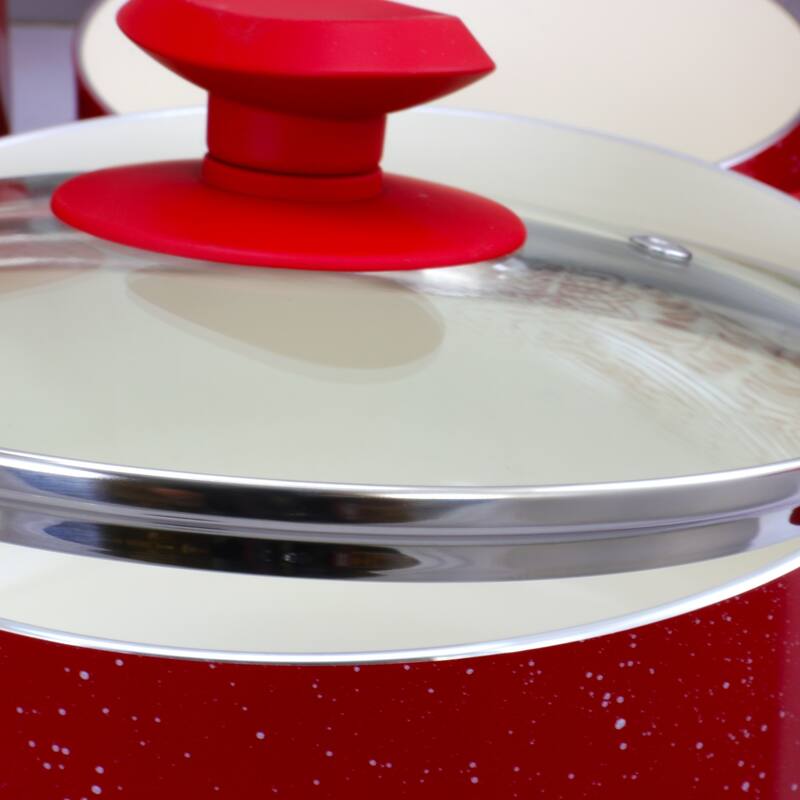 San Jacinto 9 pc Cookware Set - Red Speckle Aluminum - 2.5/2.1/2.0 mm