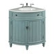 preview thumbnail 15 of 15, 24-Inch Benton Collection Corner Bathroom Vanity with Single Shelf Cabinet, White Quartz Countertop, and Ceramic Sink Clear/Blue
