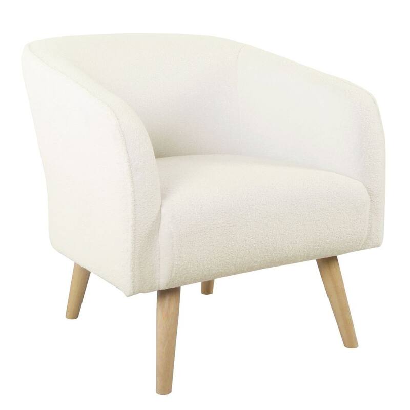 HomePop Sherpa Accent Chair with Wood Legs - Cream