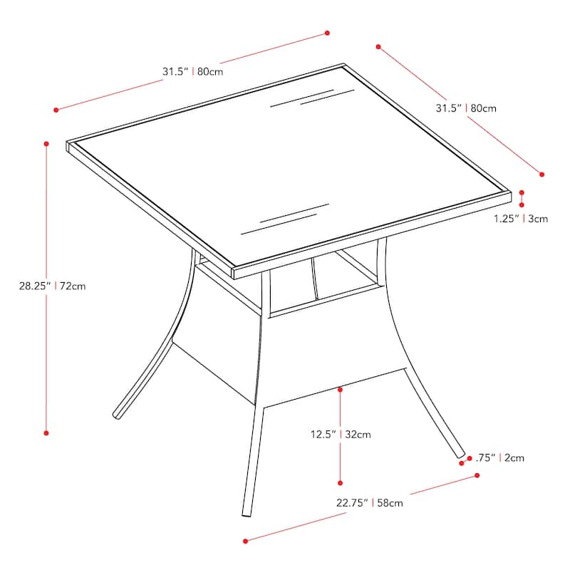 CorLiving Patio Dining Table Square - Black Finish