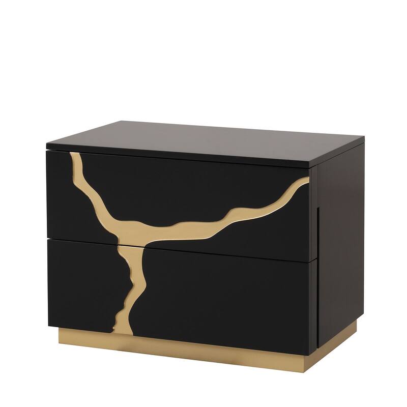 Contemporary Style 1pc Nightstand Gold Paint Pattern French