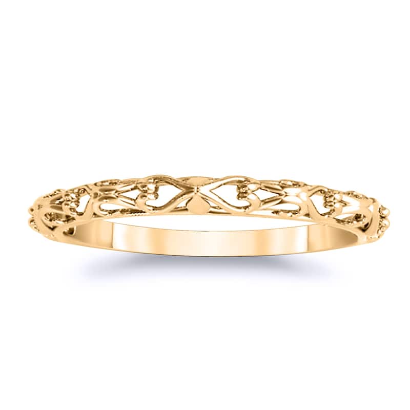 Auriya Vintage 14k Gold Stackable Wedding Band