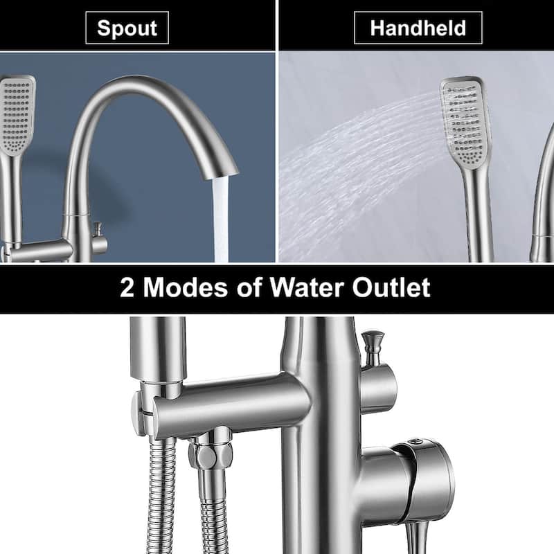 Topcraft Floor Mounted Bathtub Filler with Handheld Showerhead