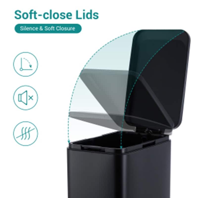 13.2 Gallon/50 L Step Trash Can with Lid Soft Close, Step Pedal for Bathroom, Bedroom, Living Room