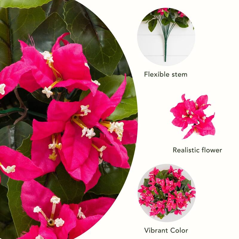 19-in UV Resistant Artificial Bougainvillea Bush - Set of 4