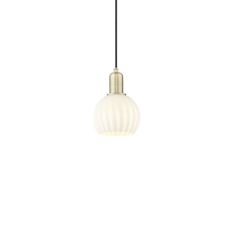 Innovations Lighting 716-1P-9-6 White Venetian Pendant White Venetian - Antique Brass / White Venetian
