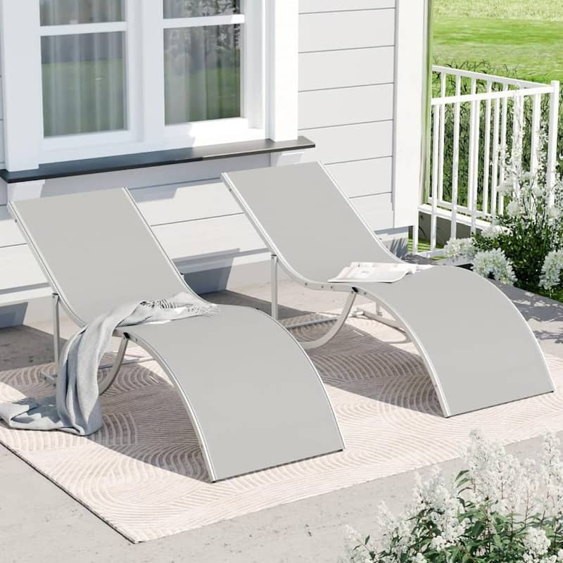 Outdoor Reclining Chaise Lounge Set of 2 for Deck, Garden - N/A - Light Taupe