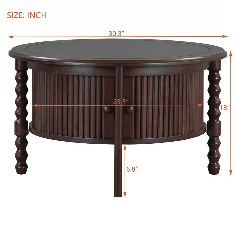 Vintage Round Coffee Table with Storage