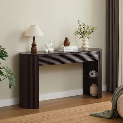 Christopher Knight Home - Maravelle MDF 3 Drawers Console Table with Round Slat Texture and Storage