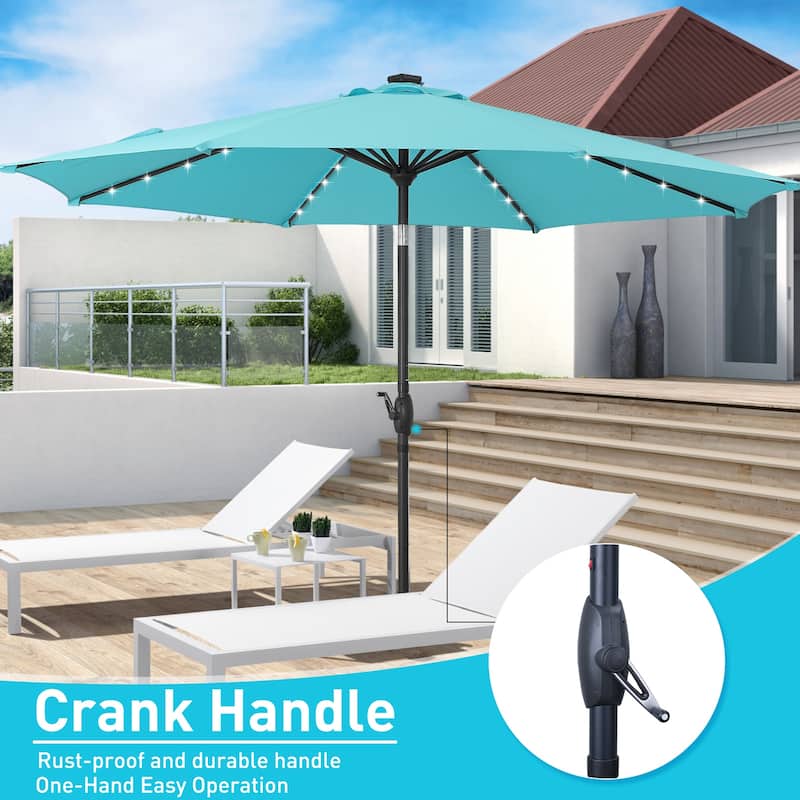 Ainfox 10ft Patio Umbrella with Lights Outdoor Solar Umbrella