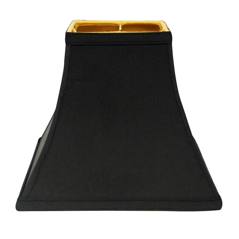 Square Bell Hardback Lampshade with Bulb Clips, Black Natural Fabric Lampshade with Gold Lining for Table Lamps - Black