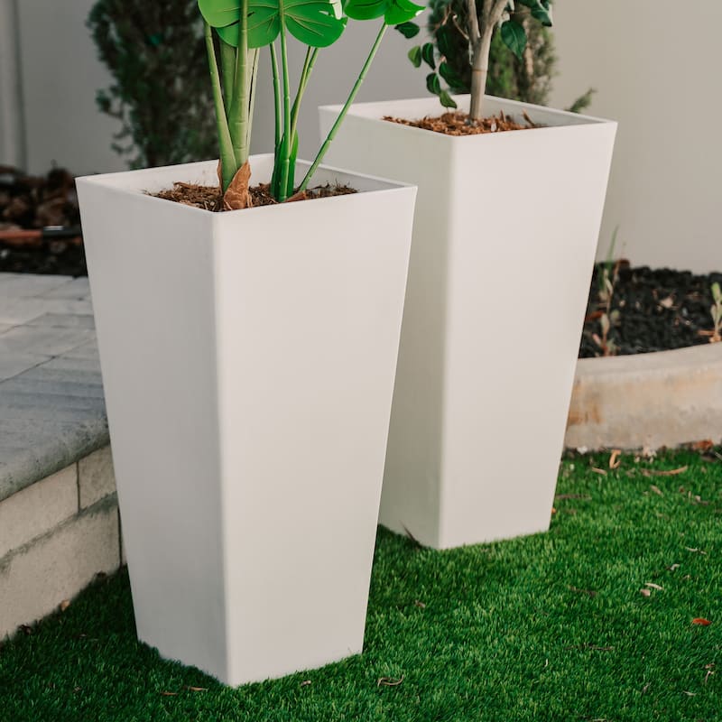 XBrand Modern Square Tapered Planter – 28" or 30" Tall, Indoor & Outdoor Use